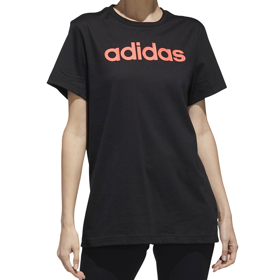 Koszulka damska adidas Essentials Linear Loose Tee czarna – ujęcie 3