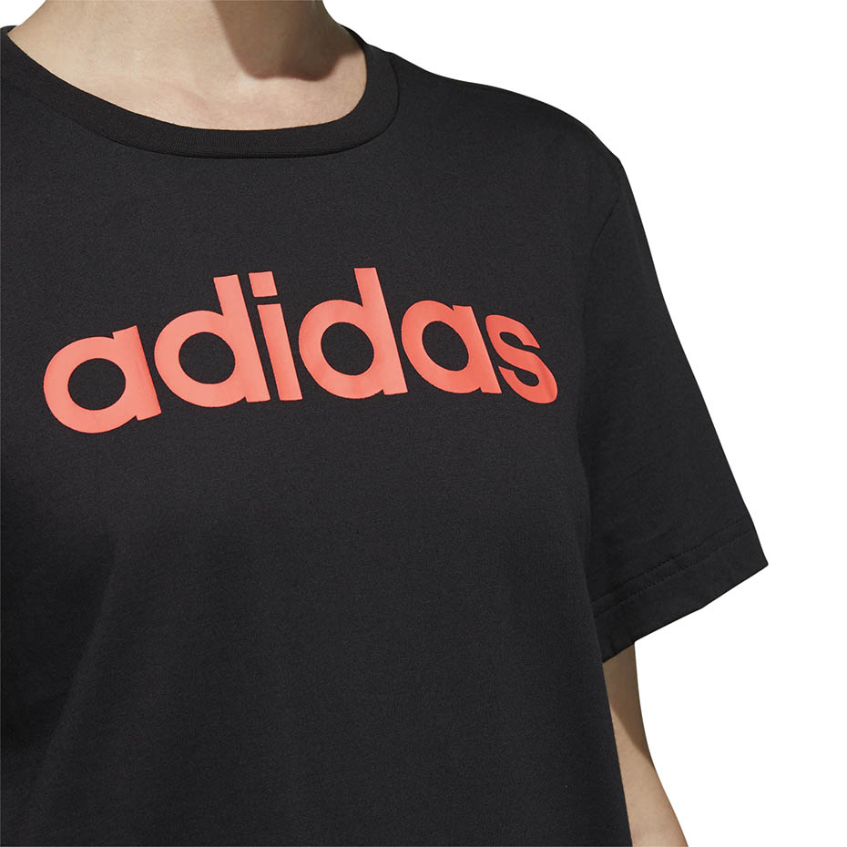 Koszulka damska adidas Essentials Linear Loose Tee czarna – ujęcie 4