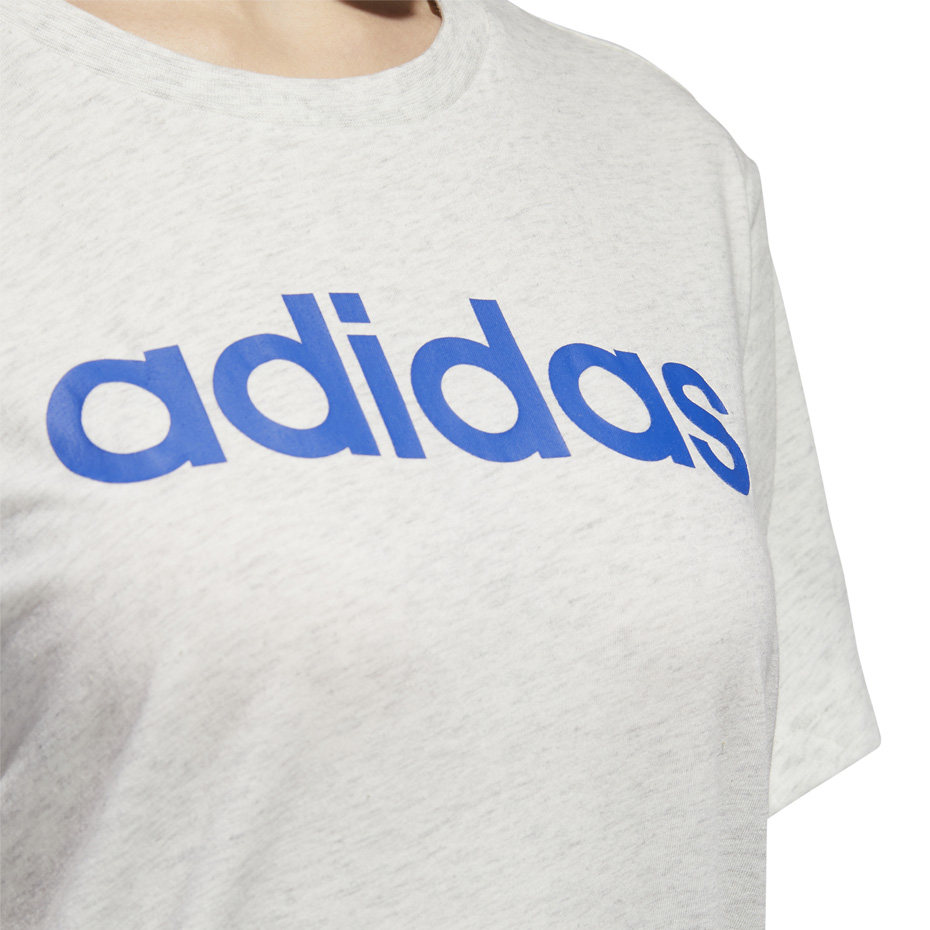 Koszulka damska adidas Essentials Linear Loose Tee szara – ujęcie 3