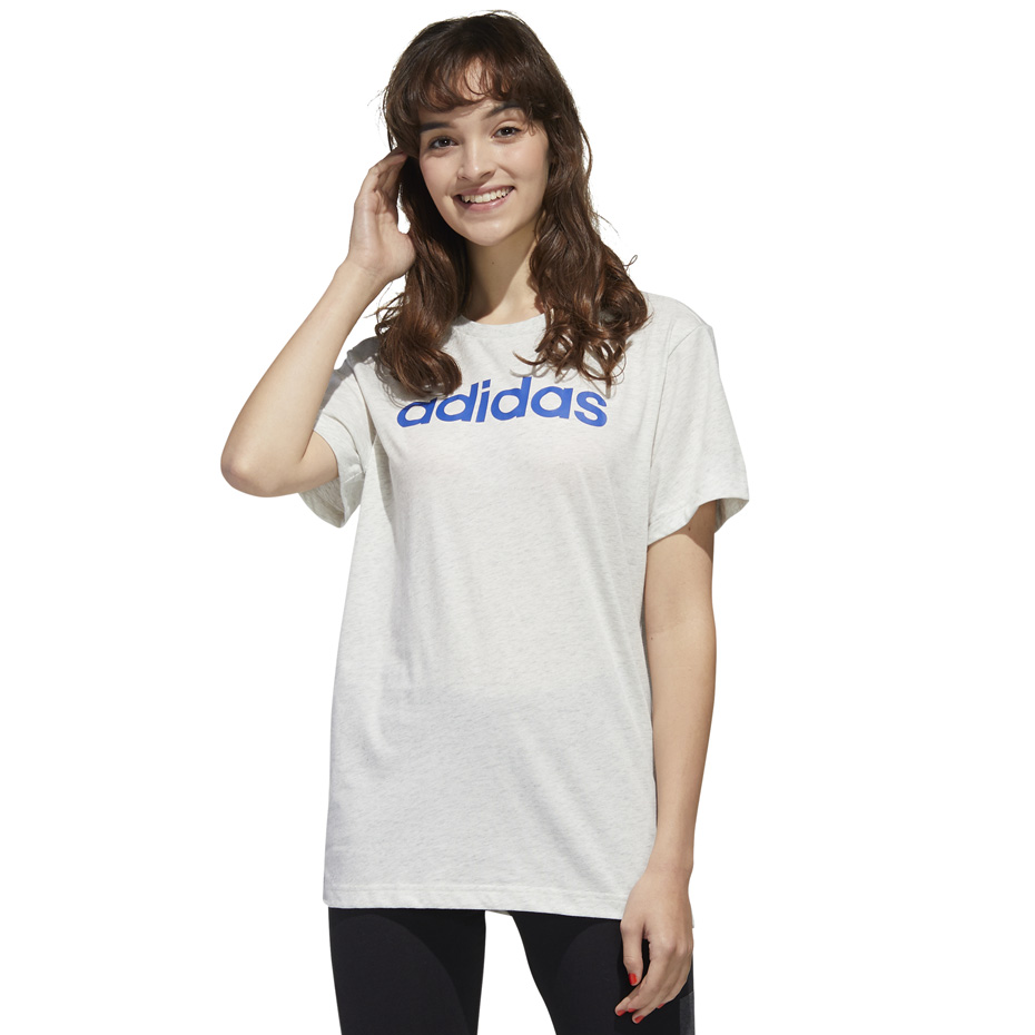 Koszulka damska adidas Essentials Linear Loose Tee szara – ujęcie 4