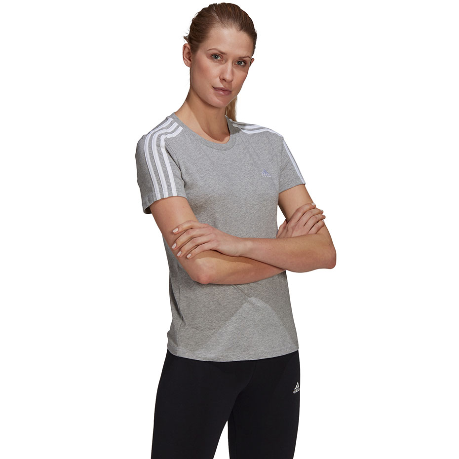 Koszulka damska adidas Essentials Slim T-shirt szara – ujęcie 2
