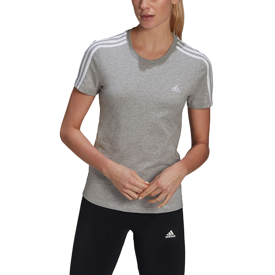 Koszulka damska adidas Essentials Slim T-shirt szara – ujęcie 3