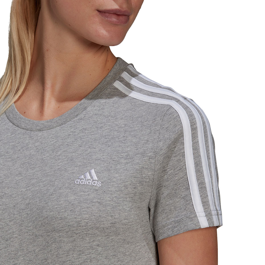 Koszulka damska adidas Essentials Slim T-shirt szara – ujęcie 5