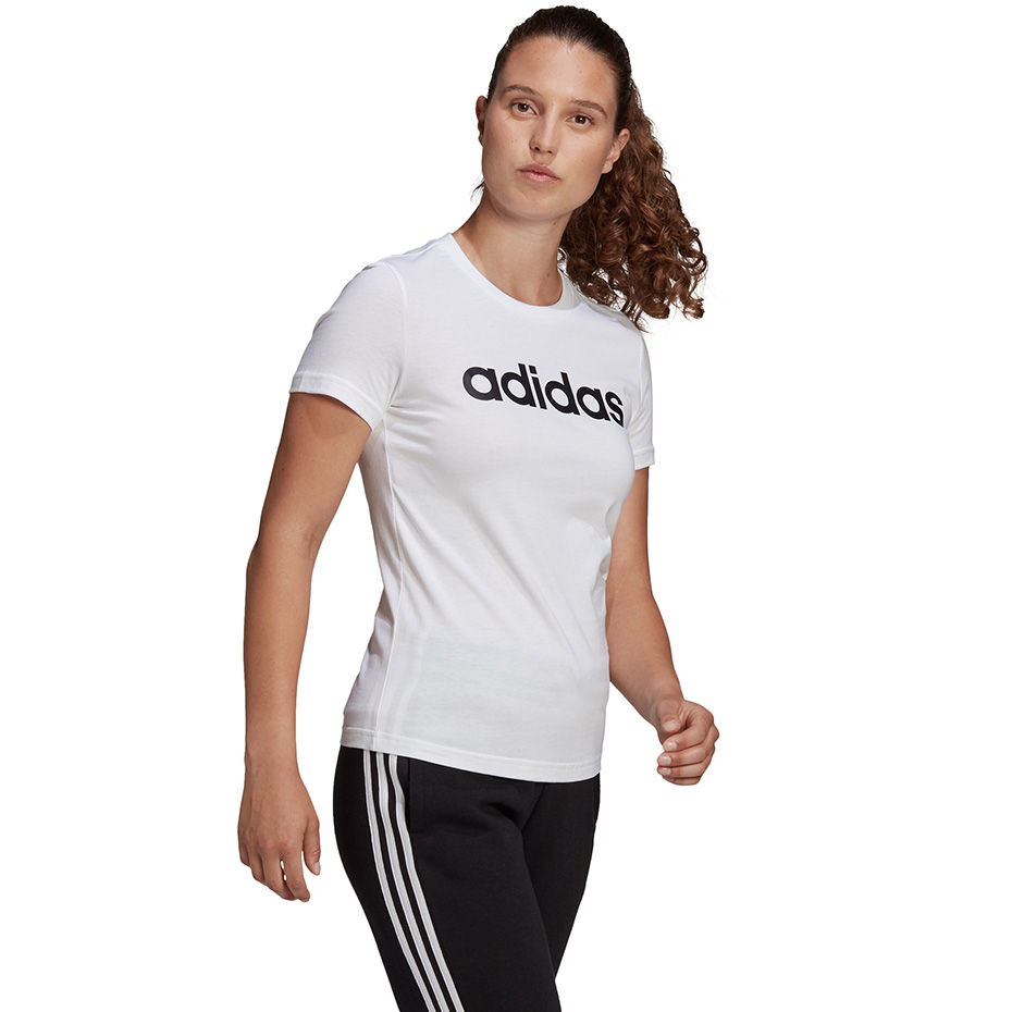 Koszulka damska adidas Essentials Linear biała – ujęcie 2