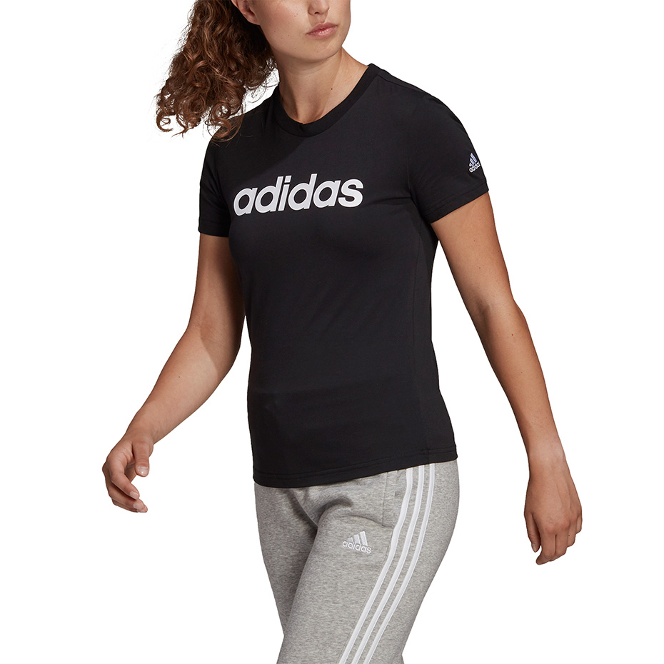 Koszulka damska adidas Essentials Slim T-Shirt czarna – ujęcie 3