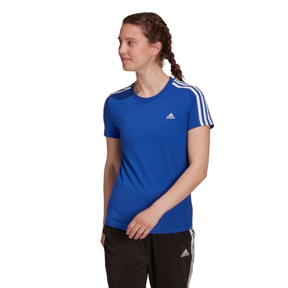 Koszulka damska adidas Loungewear Ess niebieska – ujęcie 2