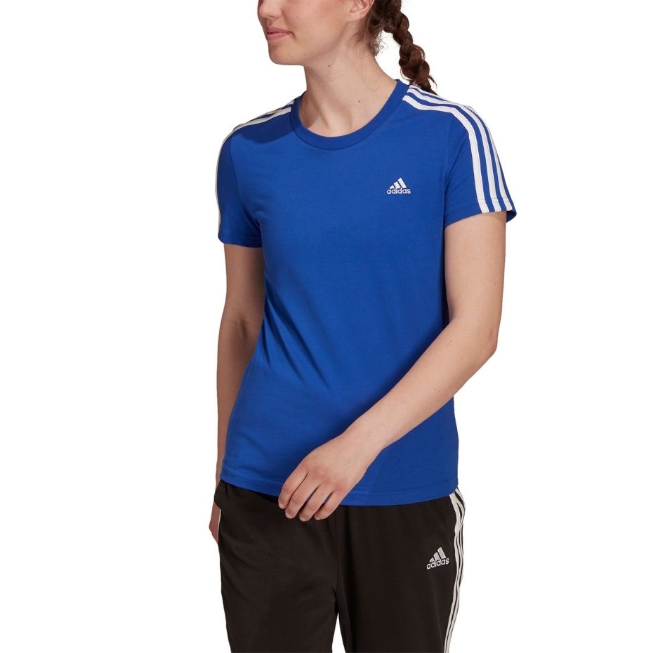 Koszulka damska adidas Loungewear Ess niebieska – ujęcie 3