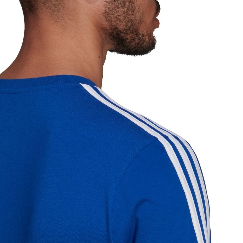 Koszulka męska adidas Essentials 3-Stripes Tee niebieska – ujęcie 5