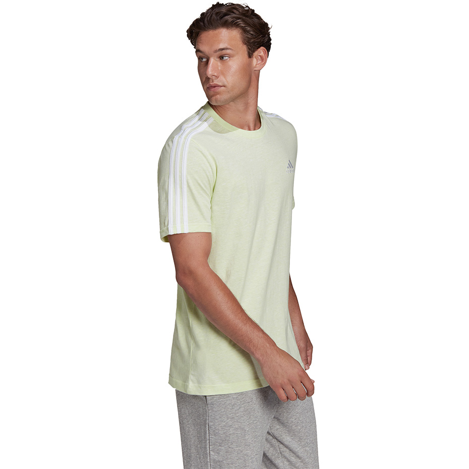 Koszulka męska adidas Essentials 3-Stripes Tee zielona – ujęcie 3