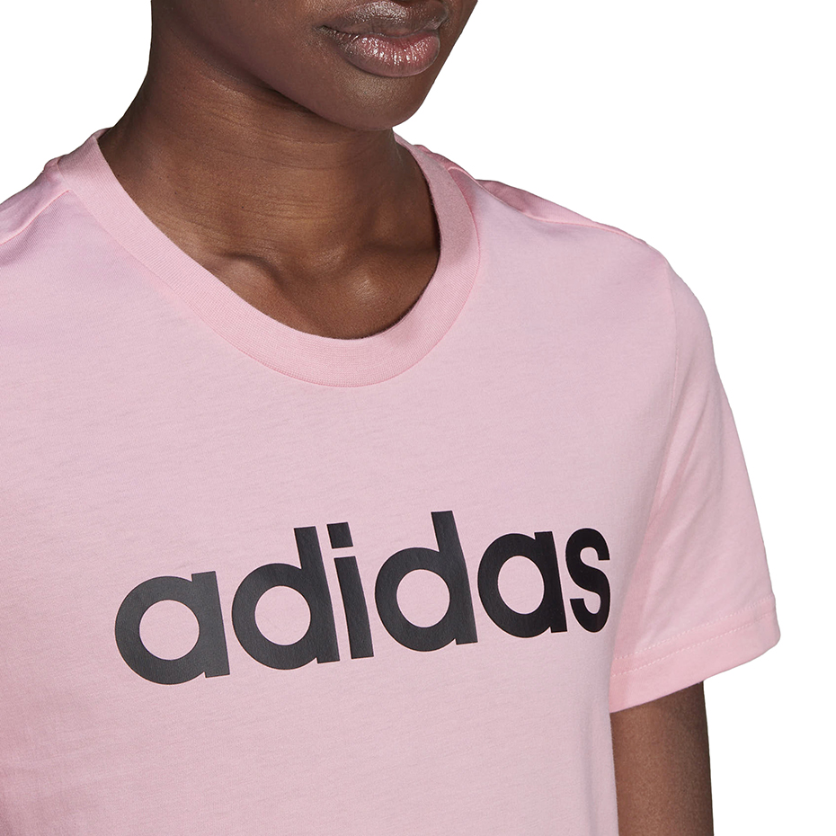 Koszulka damska adidas Loungwear Essentials Slim Logo Tee różowa – ujęcie 4