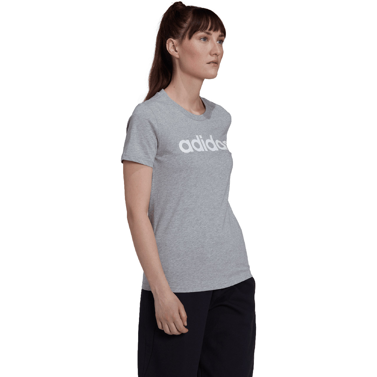 Koszulka damska adidas Loungwear Essentials Slim Logo szara
