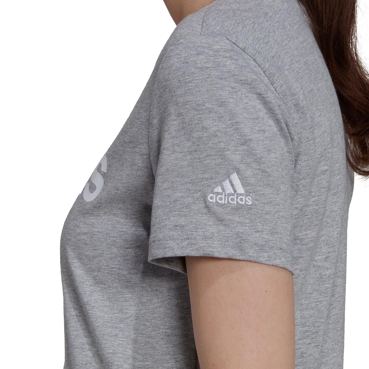Koszulka damska adidas Loungwear Essentials Slim Logo szara – ujęcie 6