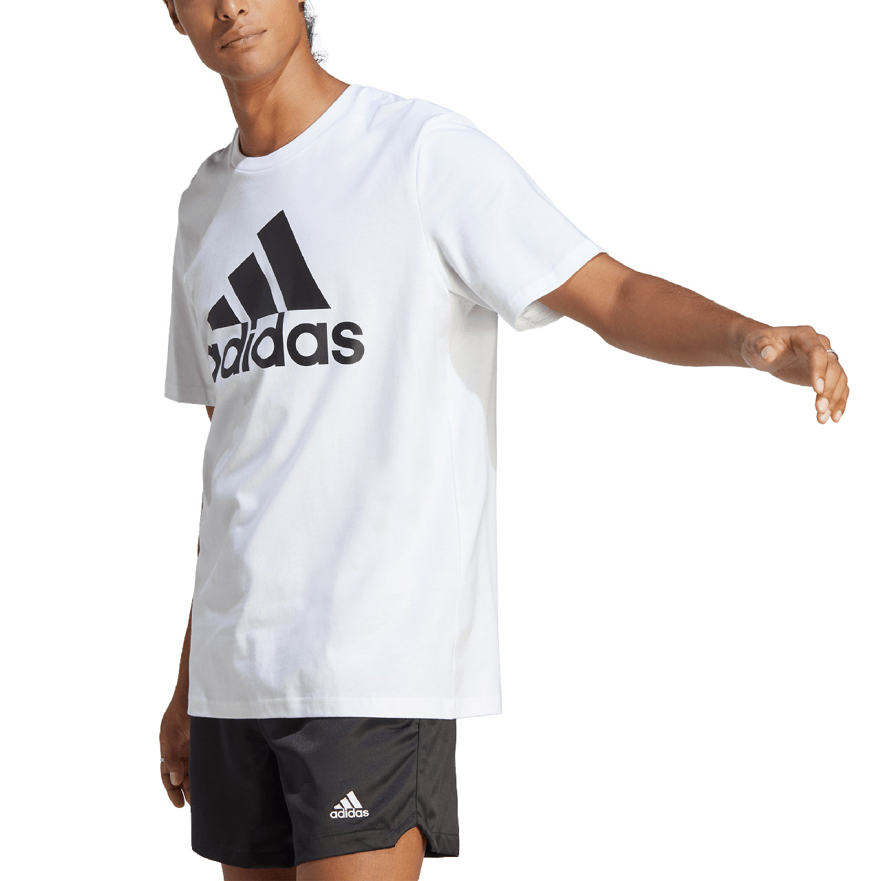 Koszulka męska adidas Essentials Single Jersey Big Logo Tee biała – ujęcie 2