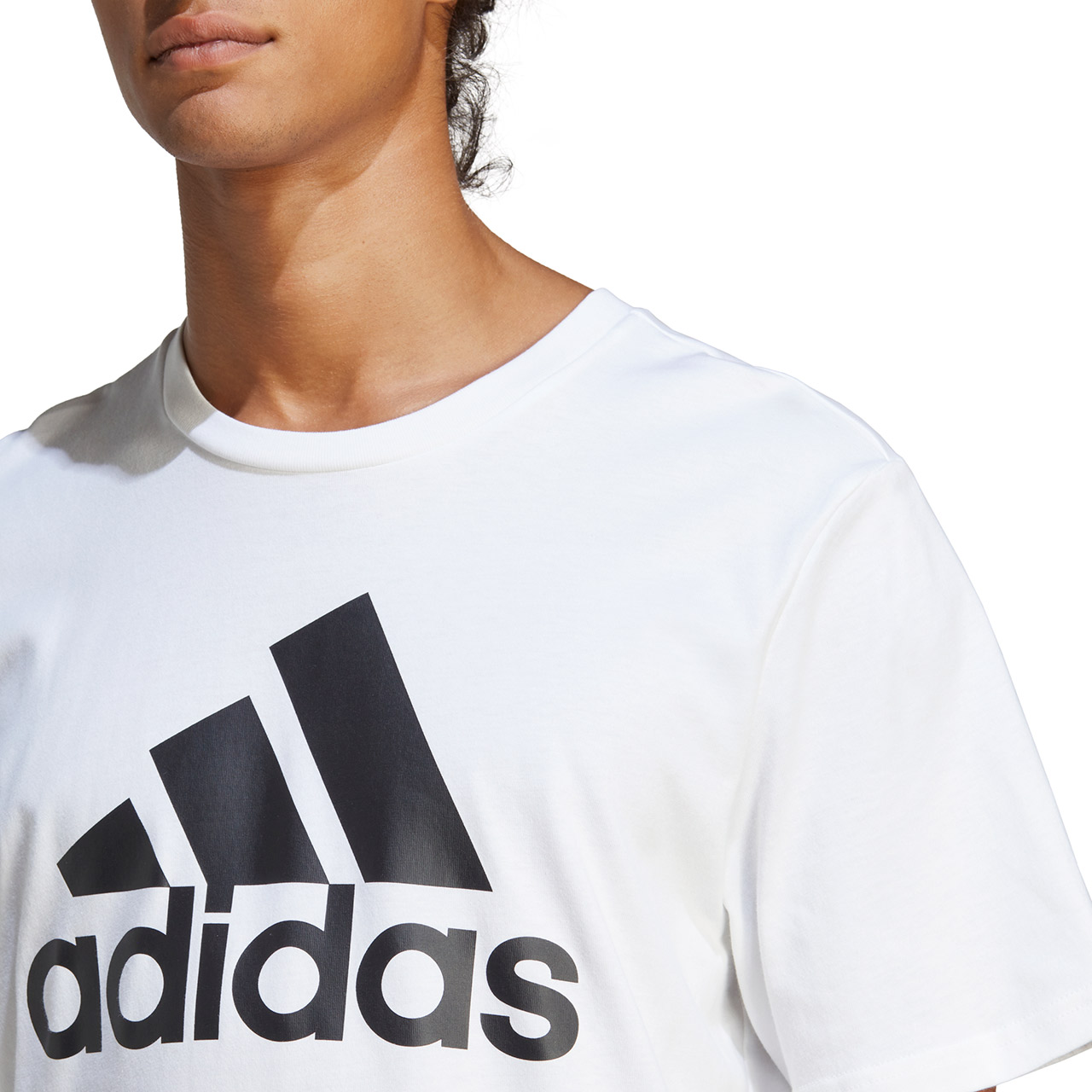 Koszulka męska adidas Essentials Single Jersey Big Logo Tee biała – ujęcie 5