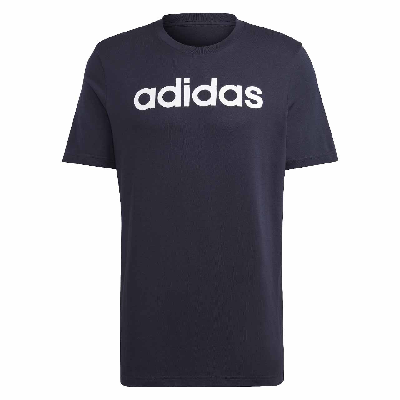 Koszulka męska adidas Essentials Single Jersey Linear Embroidered Logo Tee granatowa – ujęcie 2