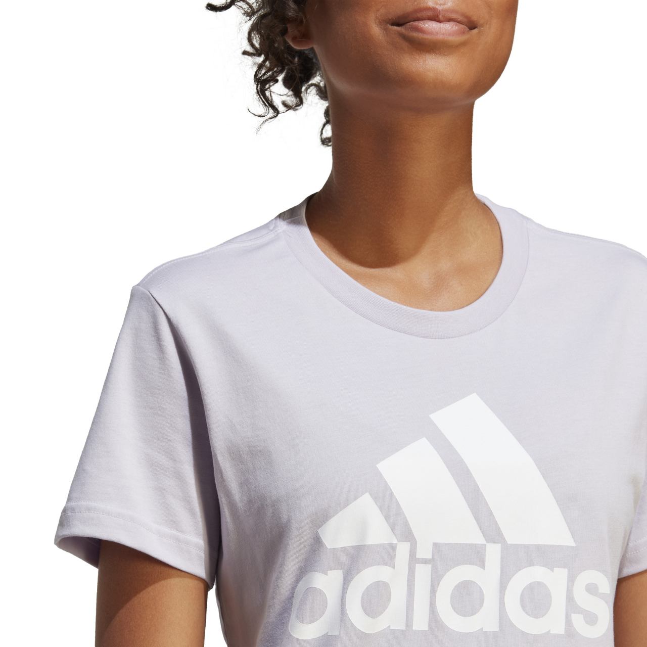 Koszulka damska adidas Loungwear Essentials Logo Tee fioletowa – ujęcie 4
