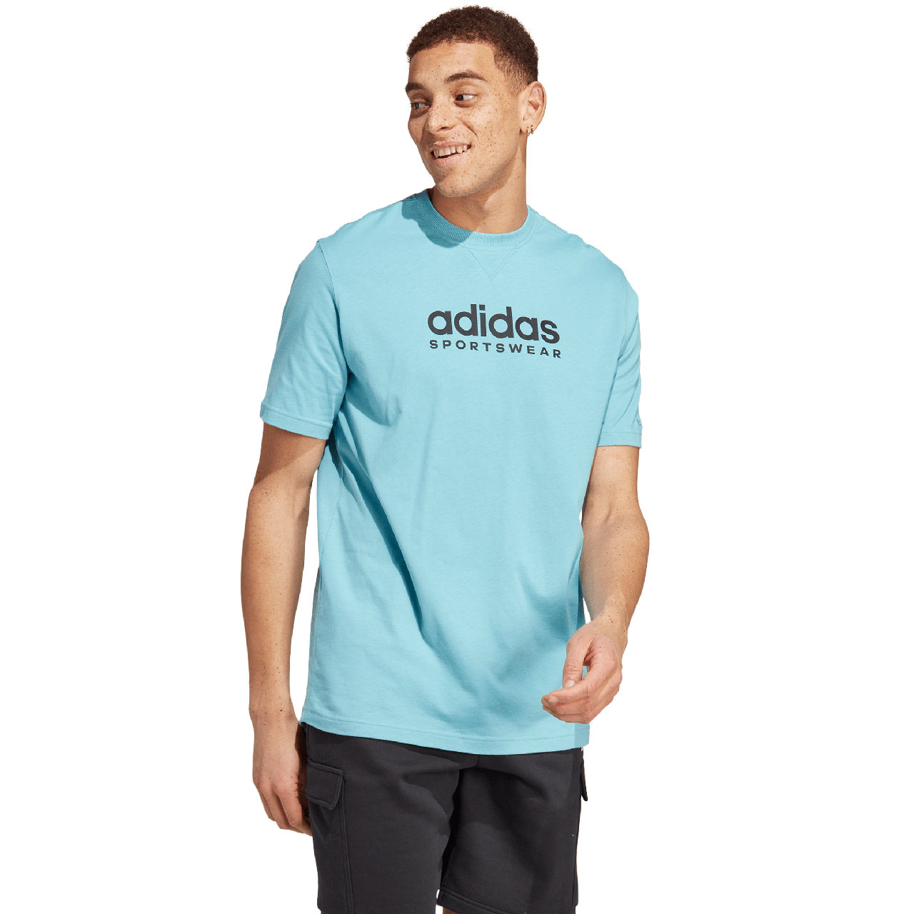 Koszulka męska adidas All SZN Graphic Tee niebieska – ujęcie 4
