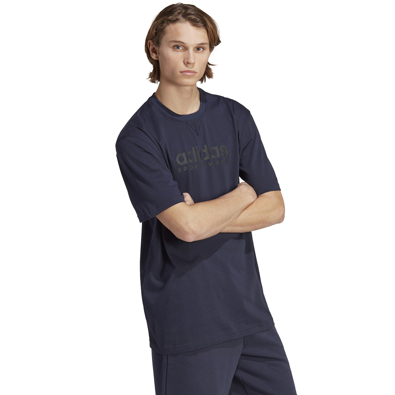Koszulka męska adidas All SZN Graphic Tee granatowa – ujęcie 3