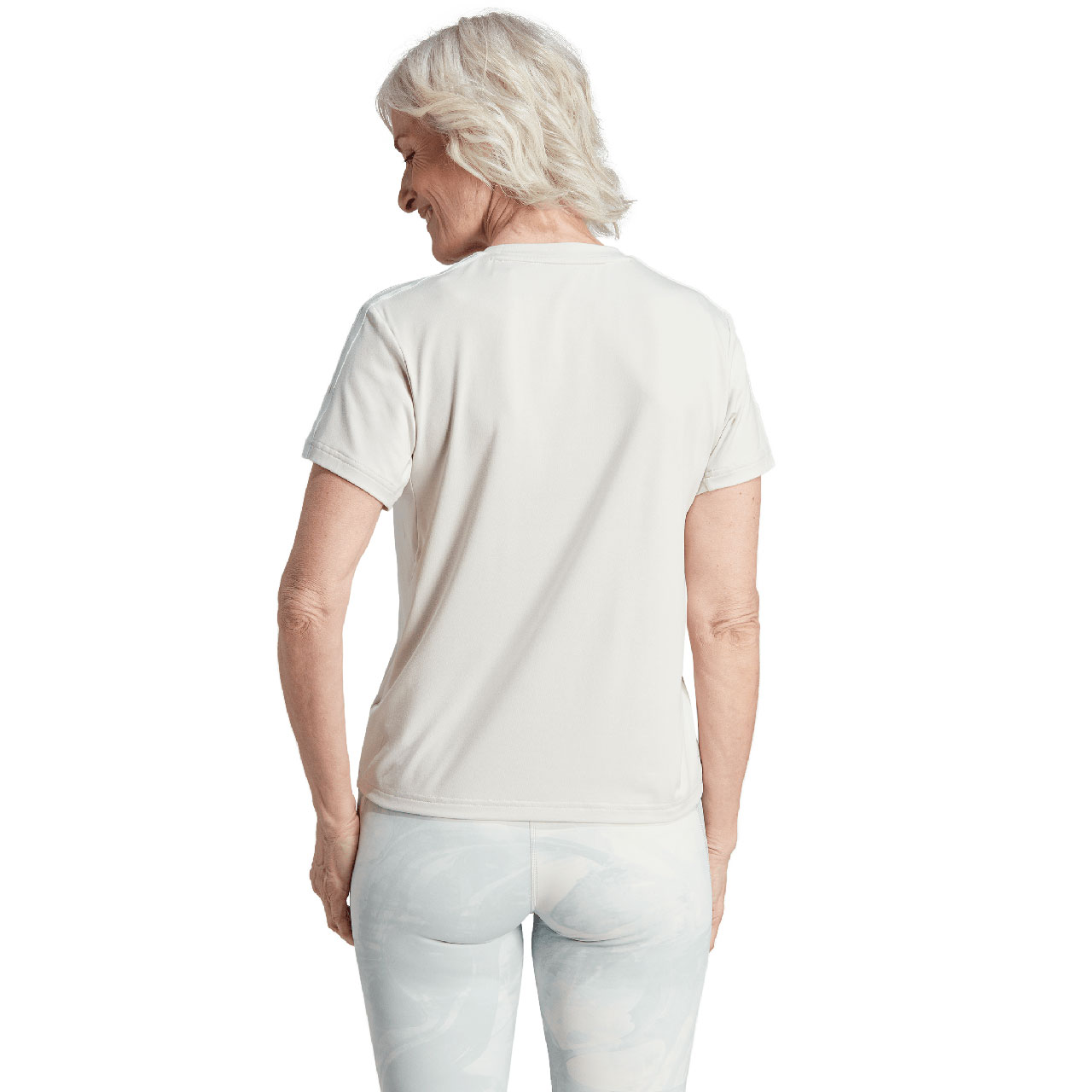 Koszulka damska adidas Aeroready Train Essentials 3-Stripes Tee beżowa – ujęcie 2