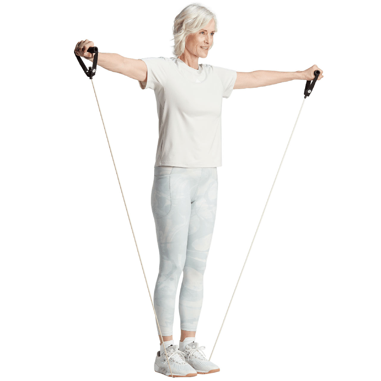 Koszulka damska adidas Aeroready Train Essentials 3-Stripes Tee beżowa – ujęcie 4