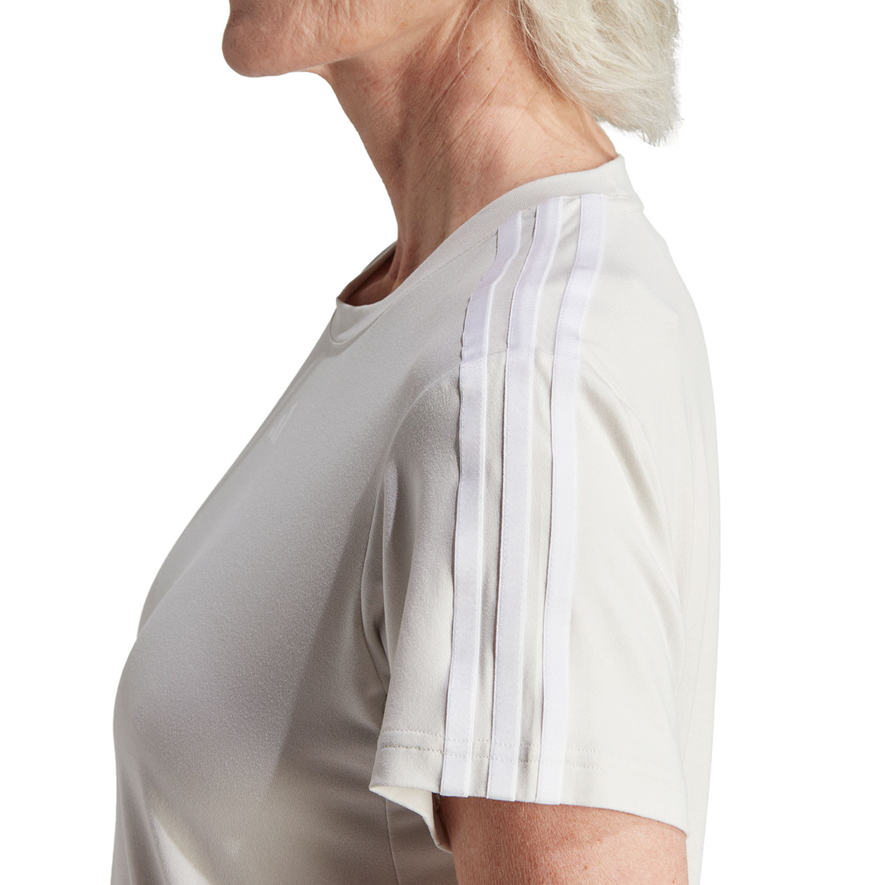 Koszulka damska adidas Aeroready Train Essentials 3-Stripes Tee beżowa – ujęcie 6