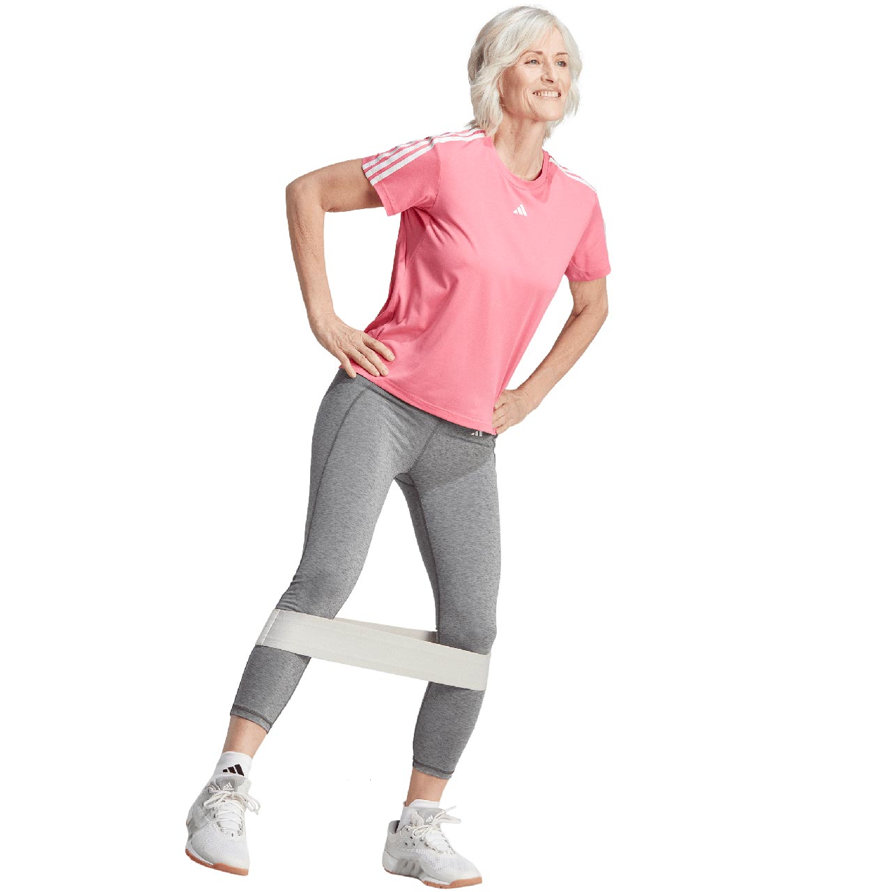 Koszulka damska adidas AEROREADY Train Essentials 3-Stripes różowa – szybkoschnący t-shirt na trening