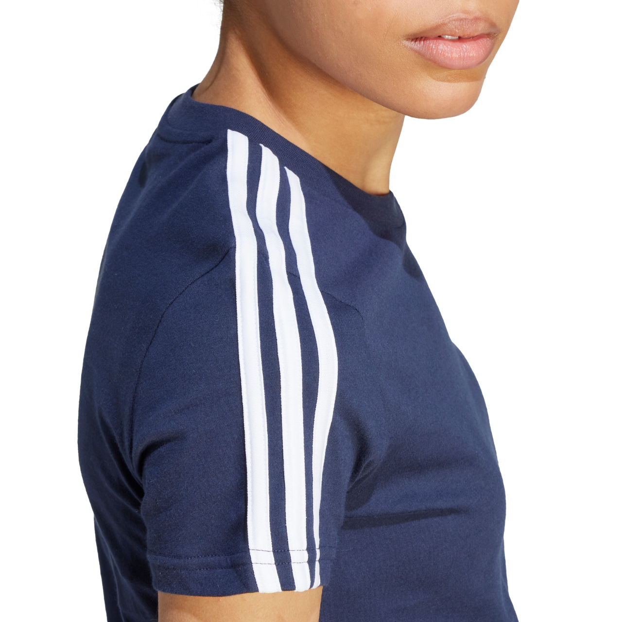 Koszulka damska adidas Essentials Slim 3-Stripes Tee granatowa – ujęcie 5