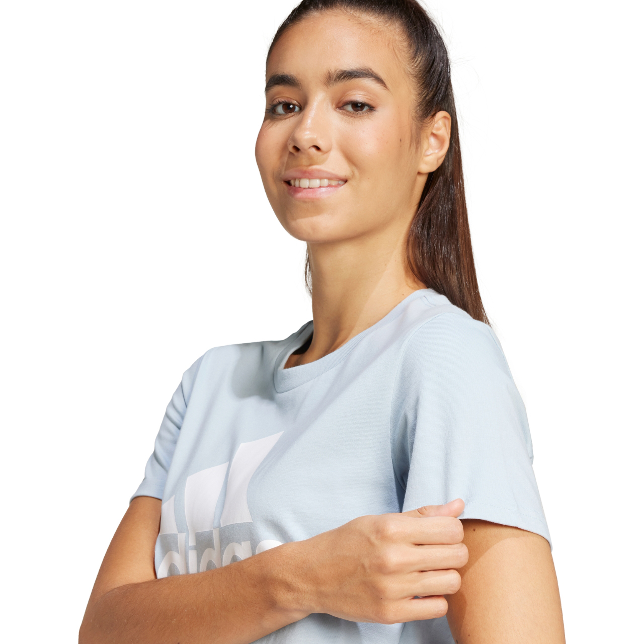 Koszulka damska adidas Loungewear Essentials Logo Tee niebieska – ujęcie 5