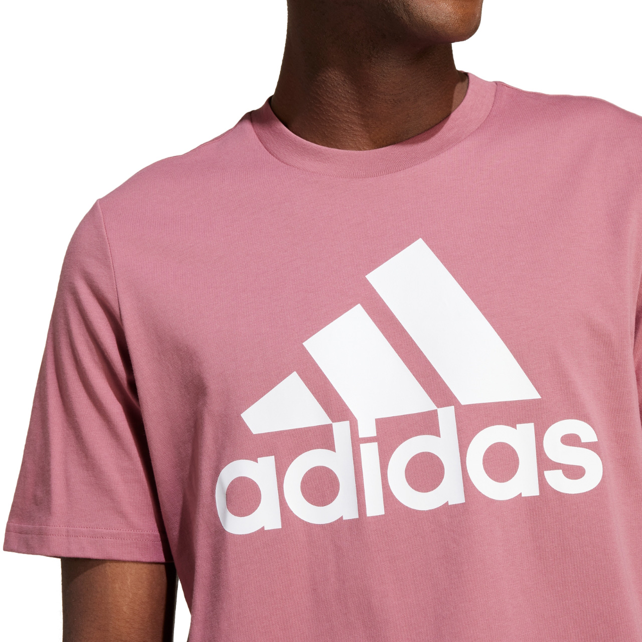 Koszulka męska adidas Essentials Single Jersey Big Logo Tee różowa – ujęcie 5