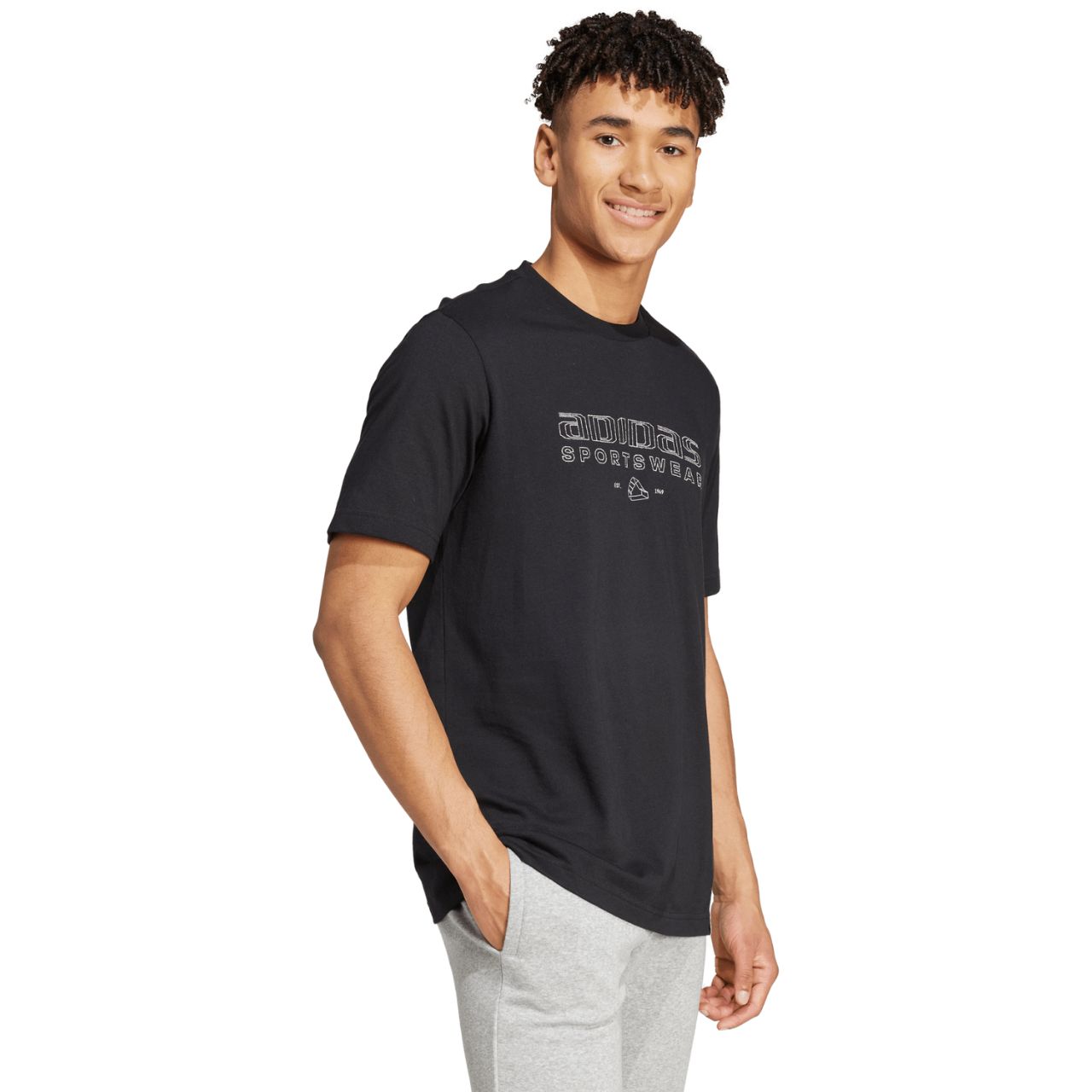 Koszulka męska adidas Tech Linear Graphic czarna – ujęcie 3