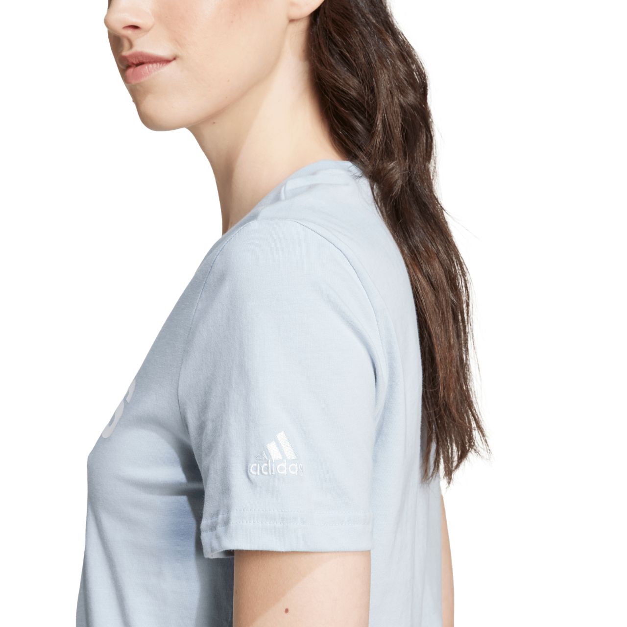 Koszulka damska adidas Loungewear Essentials Slim Logo Tee niebieska – ujęcie 6