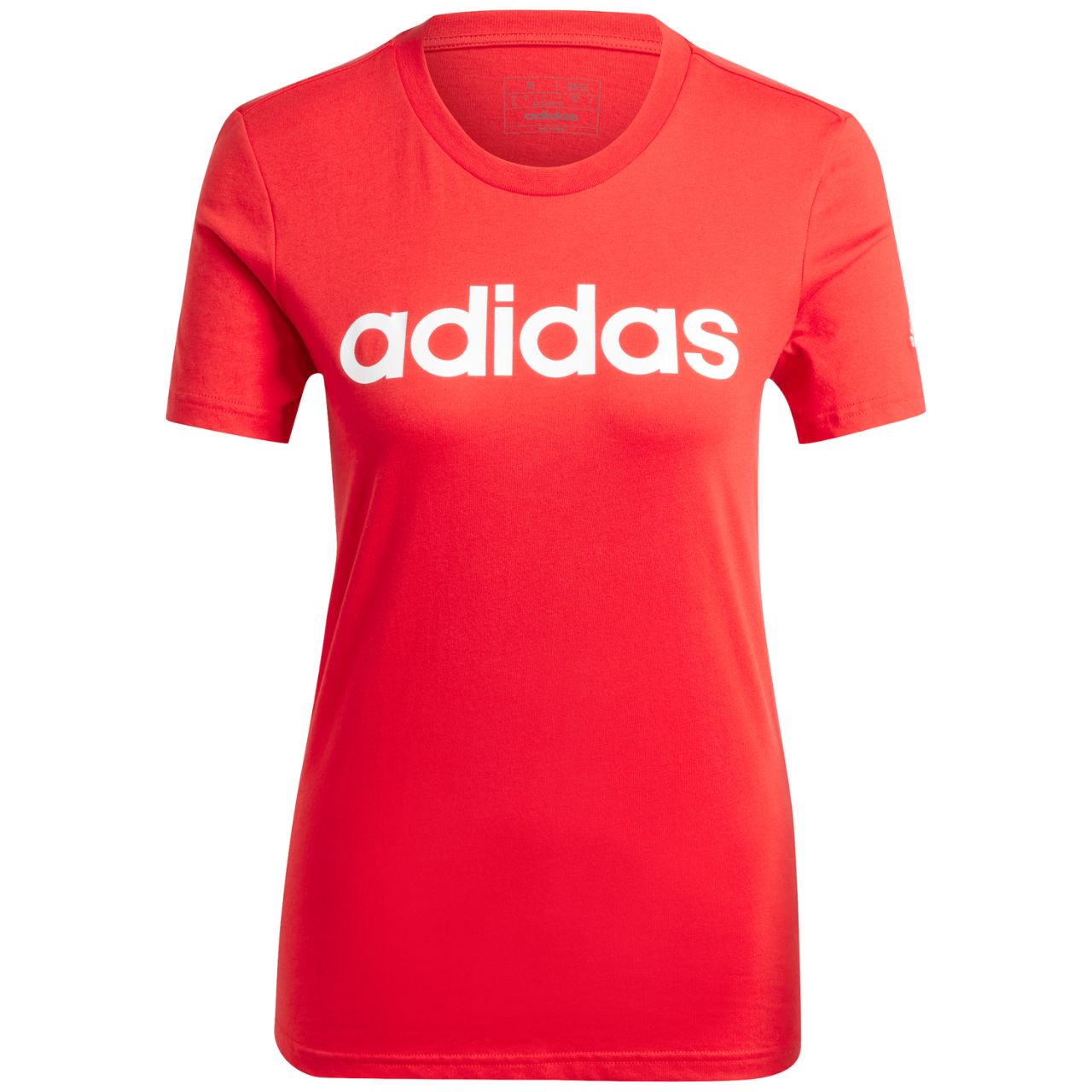 Koszulka damska adidas Loungewear Essentials Slim Logo Tee czerwona – ujęcie 3