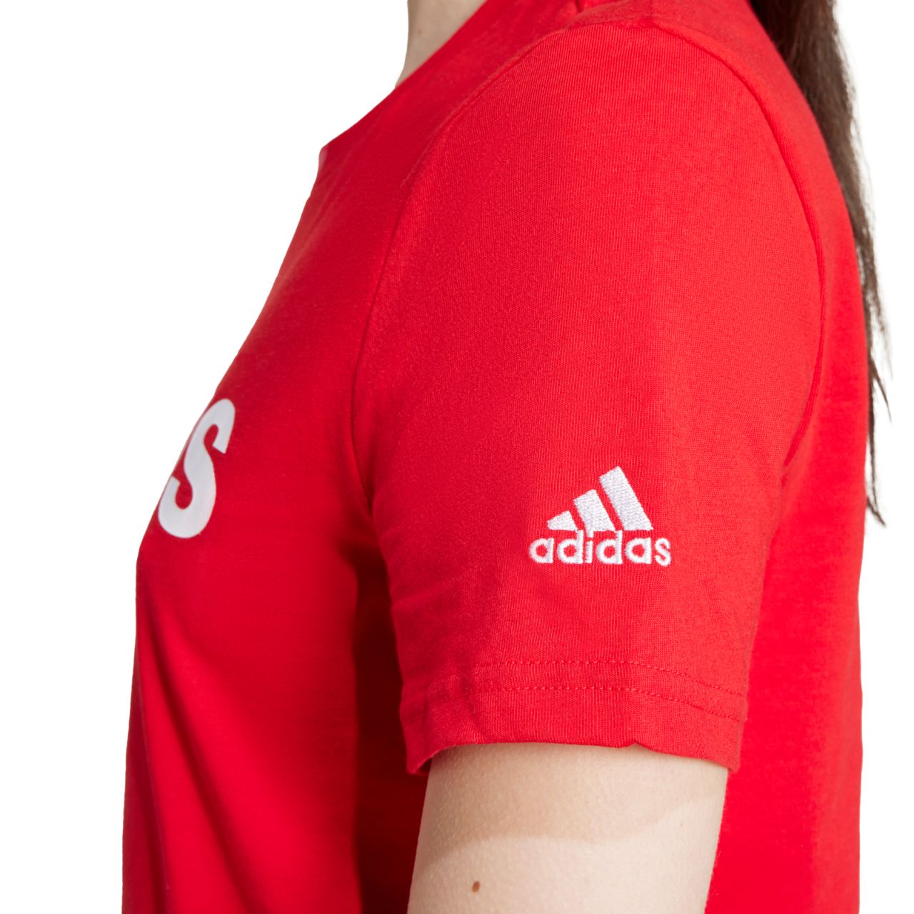 Koszulka damska adidas Loungewear Essentials Slim Logo Tee czerwona – ujęcie 6