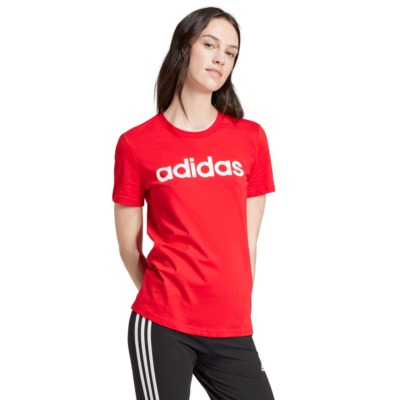 Koszulka damska adidas Loungewear Essentials Slim Logo Tee czerwona