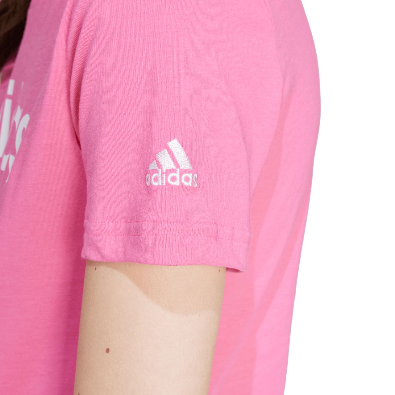 Koszulka damska adidas Loungewear Essentials Slim Logo Tee różowa – ujęcie 6