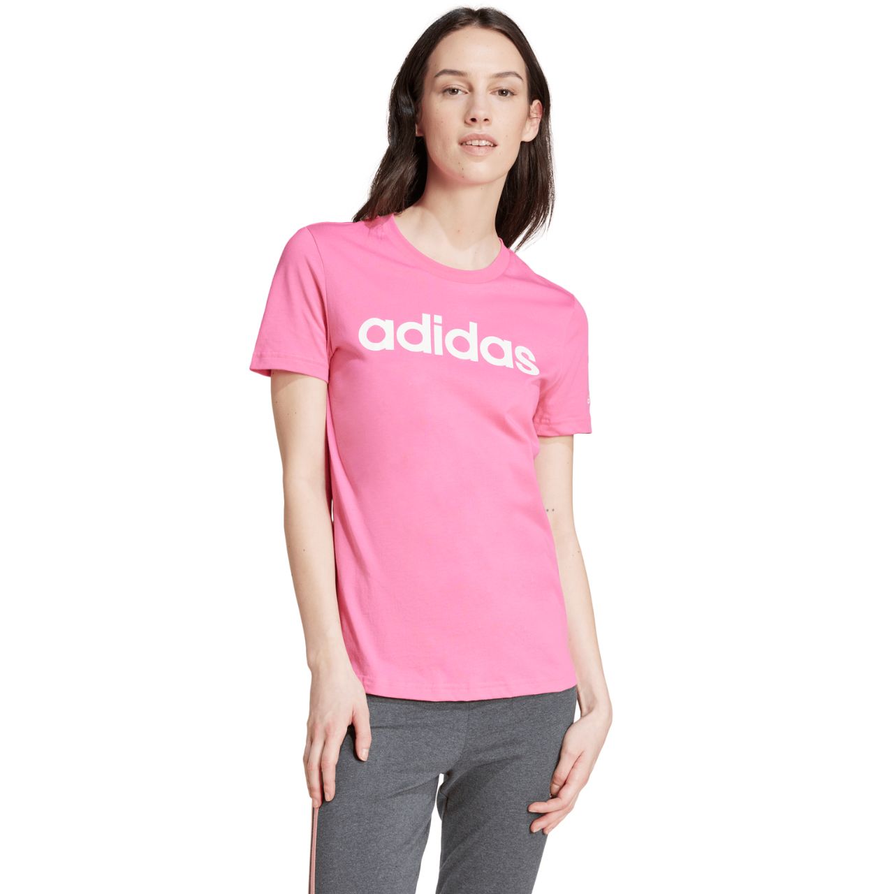 Koszulka damska adidas Loungewear Essentials Slim Logo Tee różowa