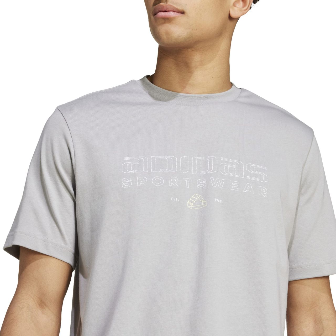 Koszulka męska adidas Tech Linear Graphic szara – ujęcie 5