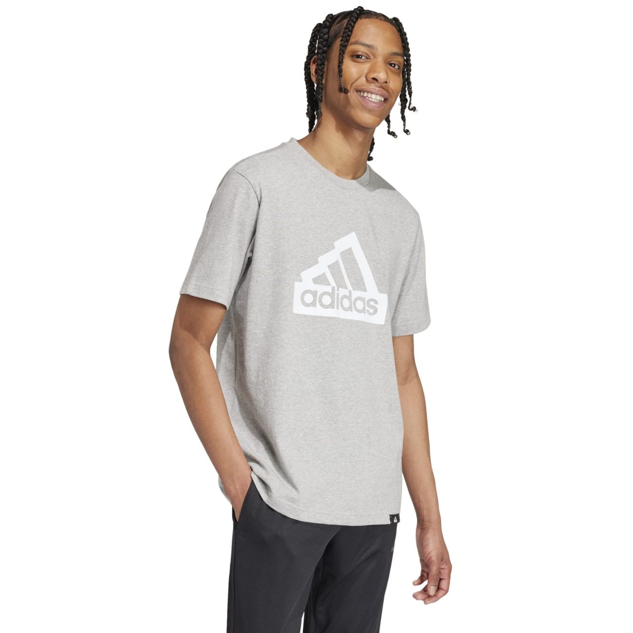 Koszulka męska adidas Modern Essentials Graphic szara – ujęcie 3