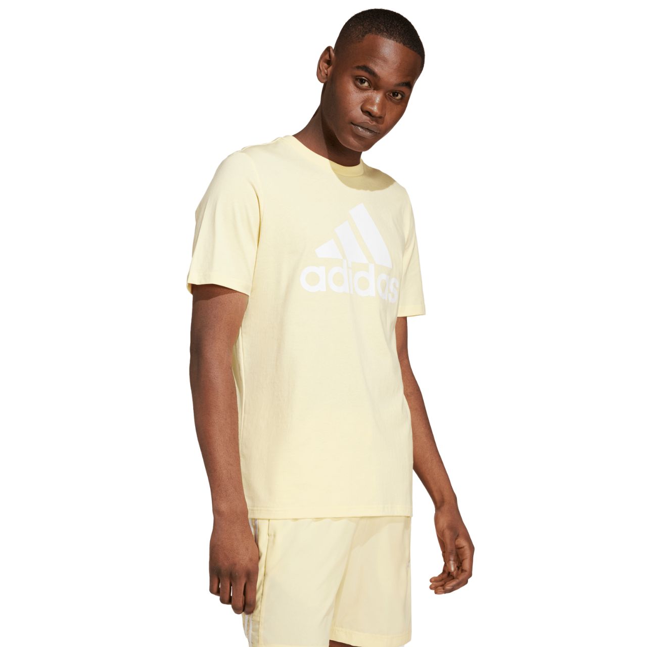 Koszulka męska adidas Essentials Single Jersey Big Logo Tee żółta – ujęcie 4