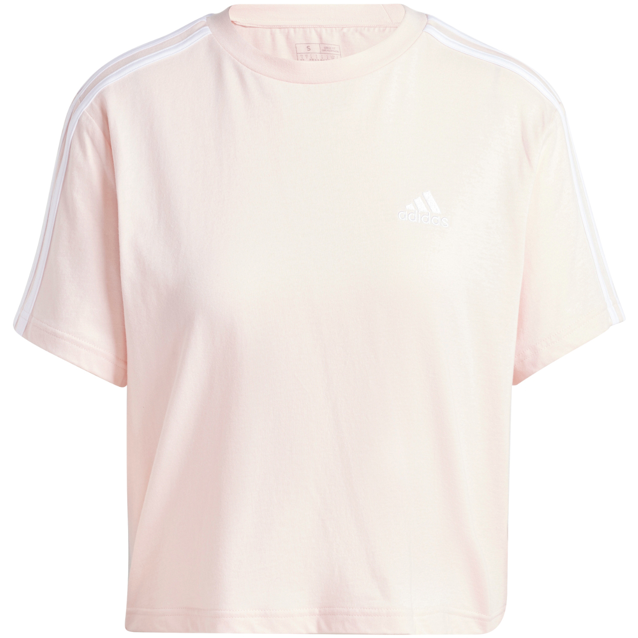 Koszulka damska adidas Essentials 3-Stripes Single Jersey Crop Top różowa – ujęcie 2