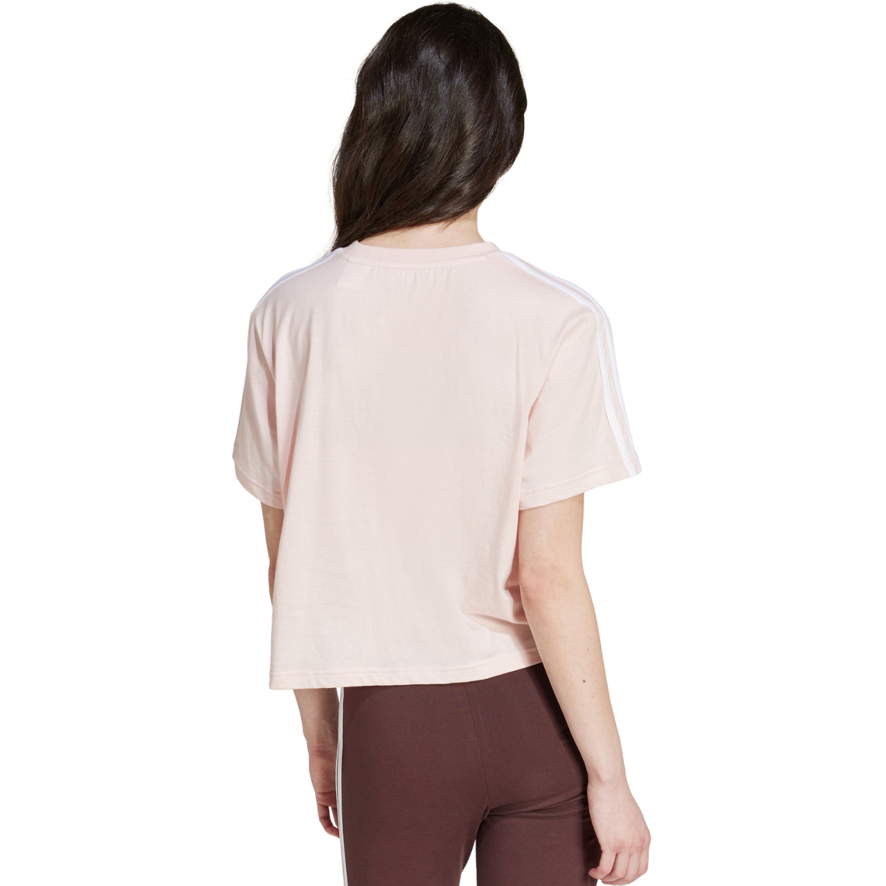 Koszulka damska adidas Essentials 3-Stripes Single Jersey Crop Top różowa – ujęcie 3