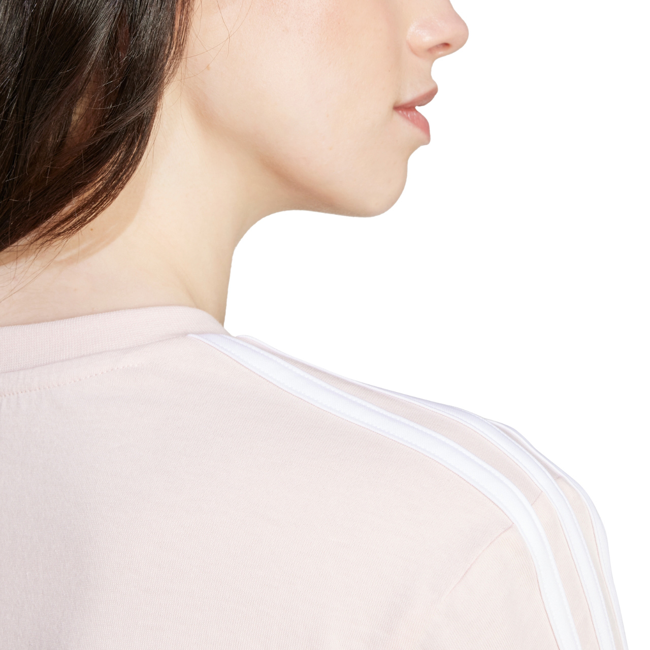 Koszulka damska adidas Essentials 3-Stripes Single Jersey Crop Top różowa – ujęcie 5