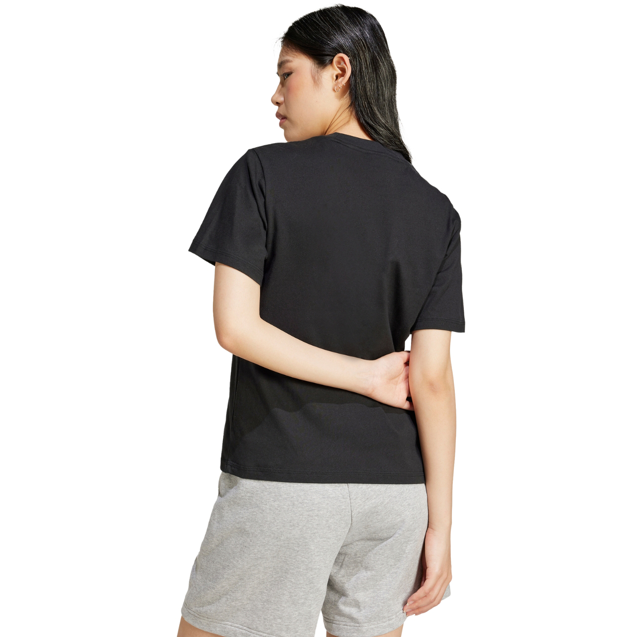 Koszulka damska adidas Essentials Small Logo Cotton czarna – ujęcie 3