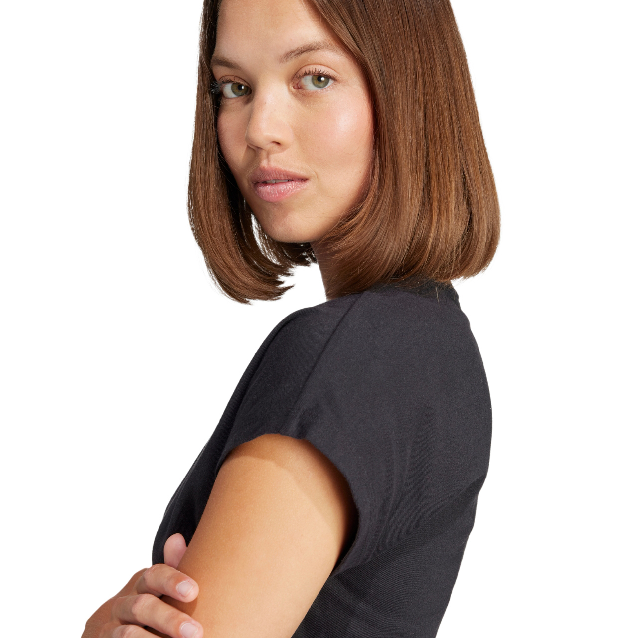 Koszulka damska adidas Essentials Linear Cotton czarna – ujęcie 6