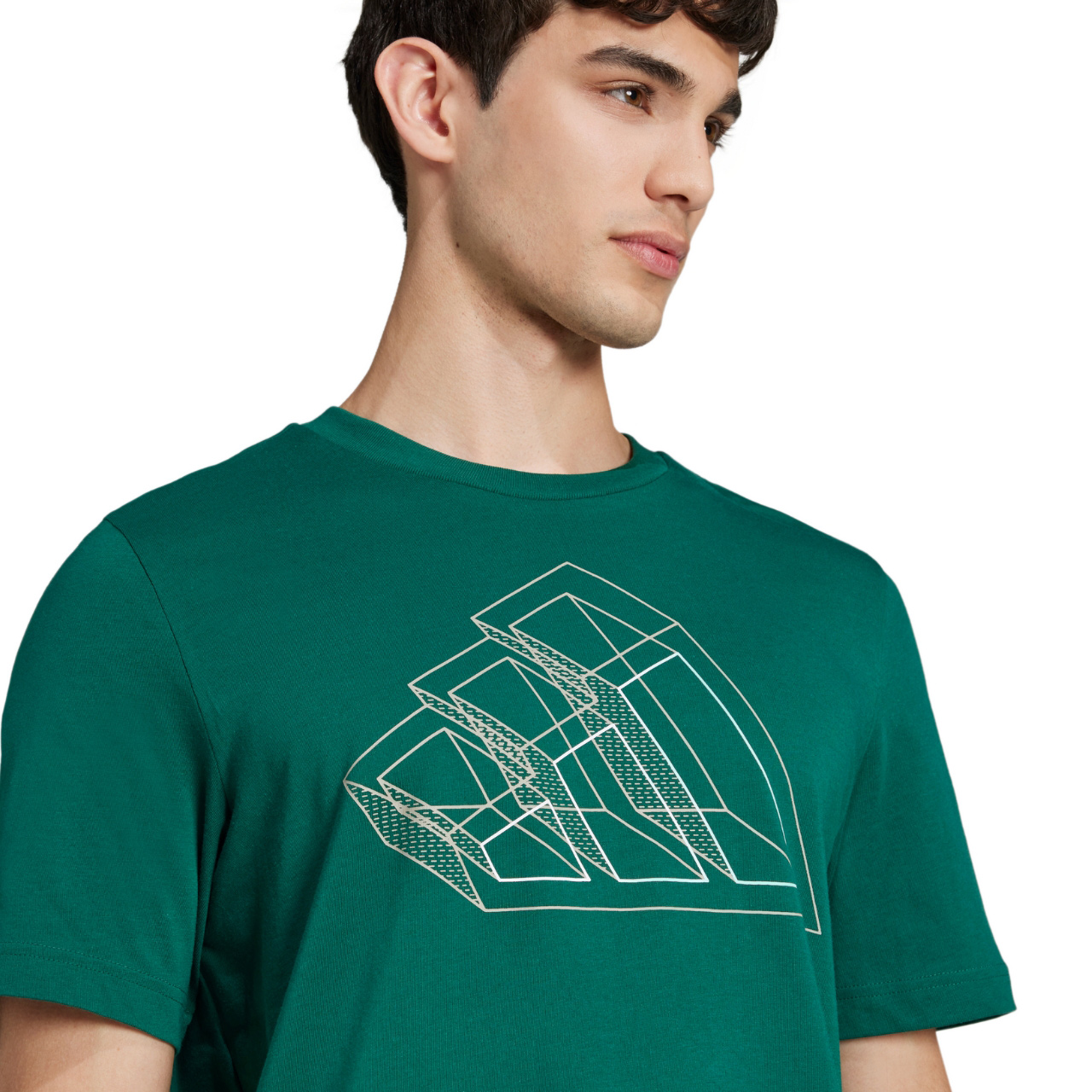 Koszulka męska adidas Tech Outline Graphic zielona – ujęcie 4