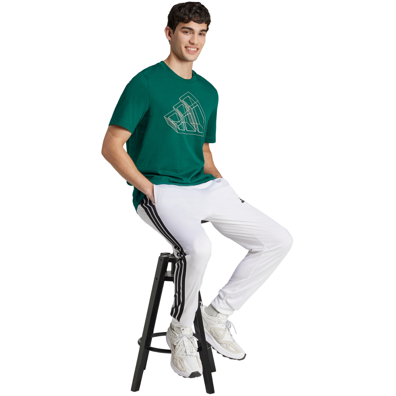 Koszulka męska adidas Tech Outline Graphic zielona – ujęcie 6