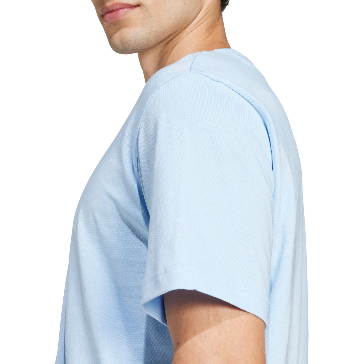 Koszulka męska adidas Essentials Small Logo Single Jersey niebieska – ujęcie 5