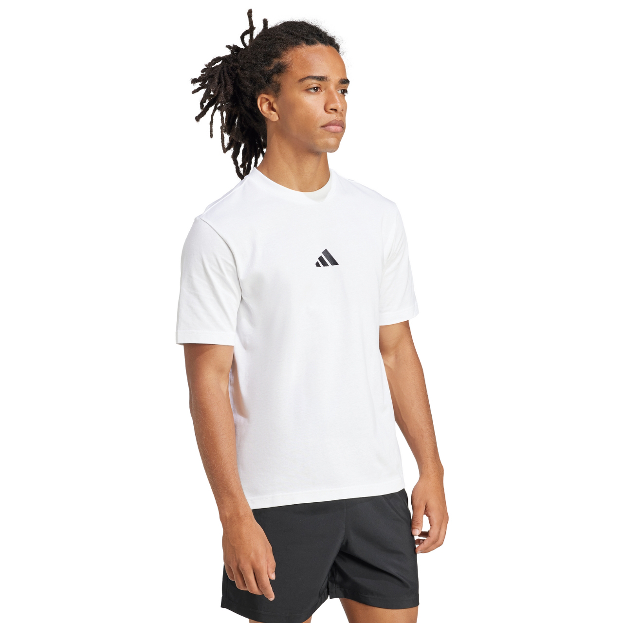 Koszulka męska adidas Essentials Small Logo Single Jersey biała – ujęcie 4