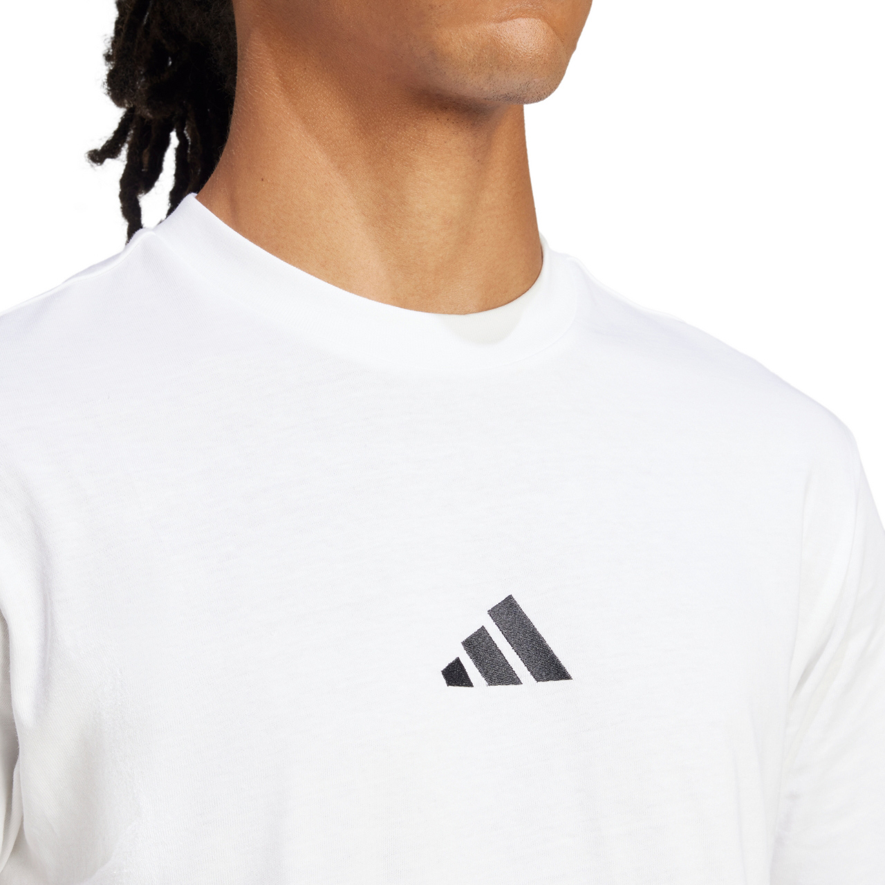 Koszulka męska adidas Essentials Small Logo Single Jersey biała – ujęcie 5