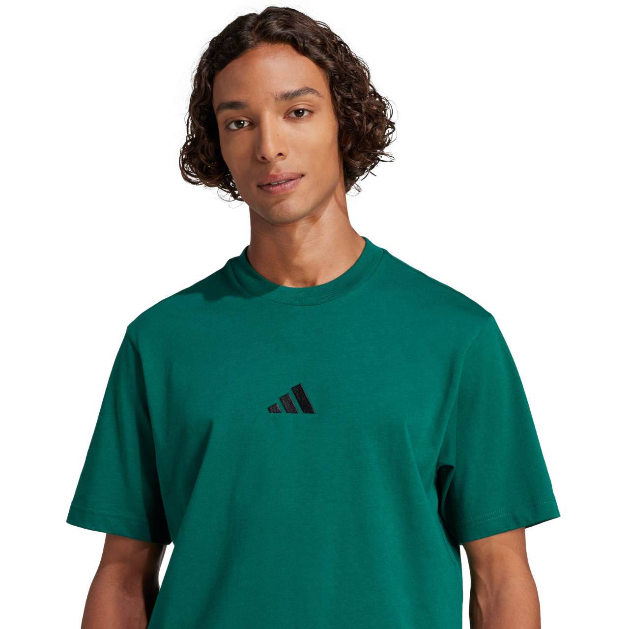Koszulka męska adidas Essentials Small Logo Single Jersey zielona – ujęcie 5